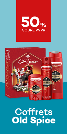 Coffrets Old spice com destaque promocional de at&eacute; 50% sobre pre&ccedil;o de Venda ao P&uacute;blico Recomendado